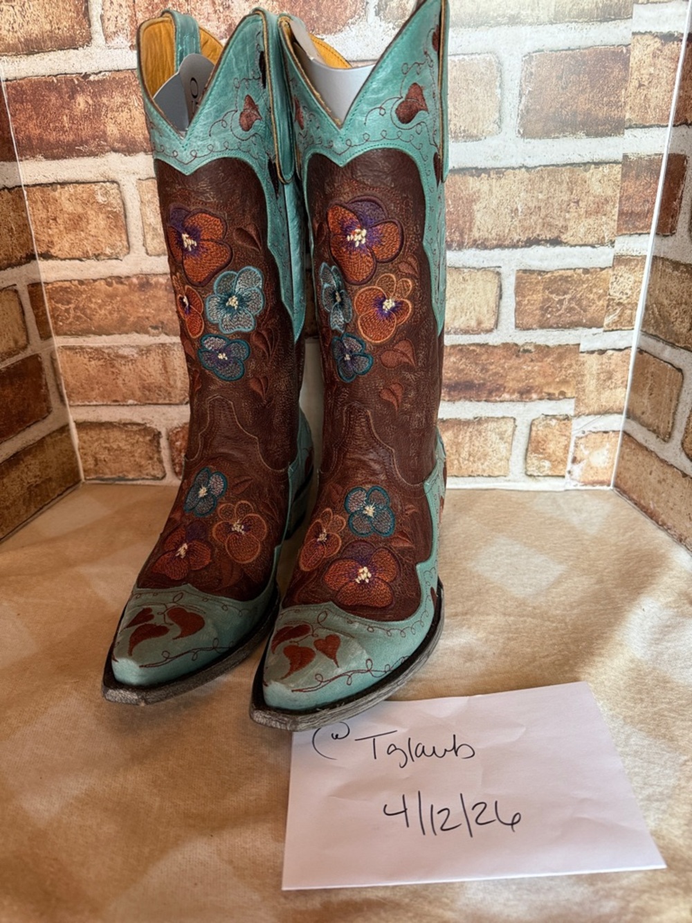 Old Gringo Turquoise and Brown Floral Pansy - Picture 3 of 10